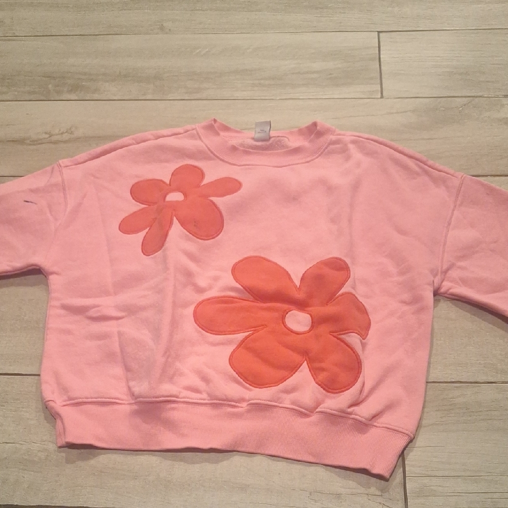 🍁Old Navy Pink Sweatshirt with Floral Appliqués🐣